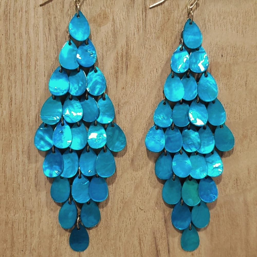 Blue mermaid chandelier earrings